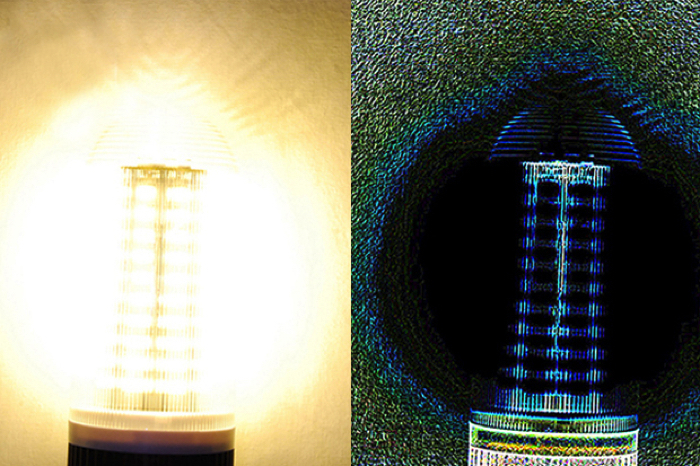 Алгоритм можно использовать, чтобы «разглядеть» внутреннюю структуру светодиодной лампы Изображение: UCLA/Bahram Jalali