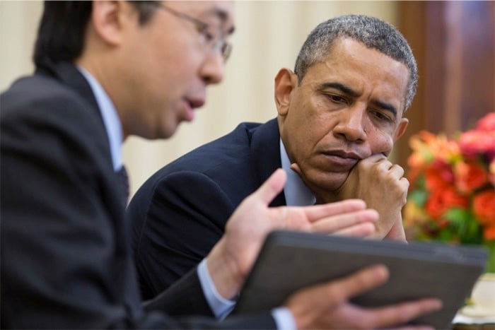 Глава отдела технологий администрации президента США Тодд Парк и президент США Барак Обама. Фото: Pete Souza/White House