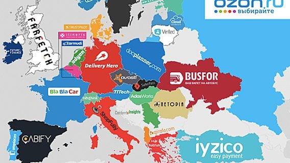 Стартап-карта Европы: вместо Беларуси — белое пятно 