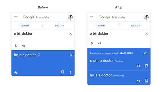 Нет дискриминации: Google Translate будет предлагать переводы сразу в мужском и женском роде 