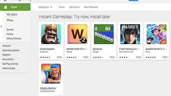 В Google Play появилась возможность опробовать игры до скачивания 
